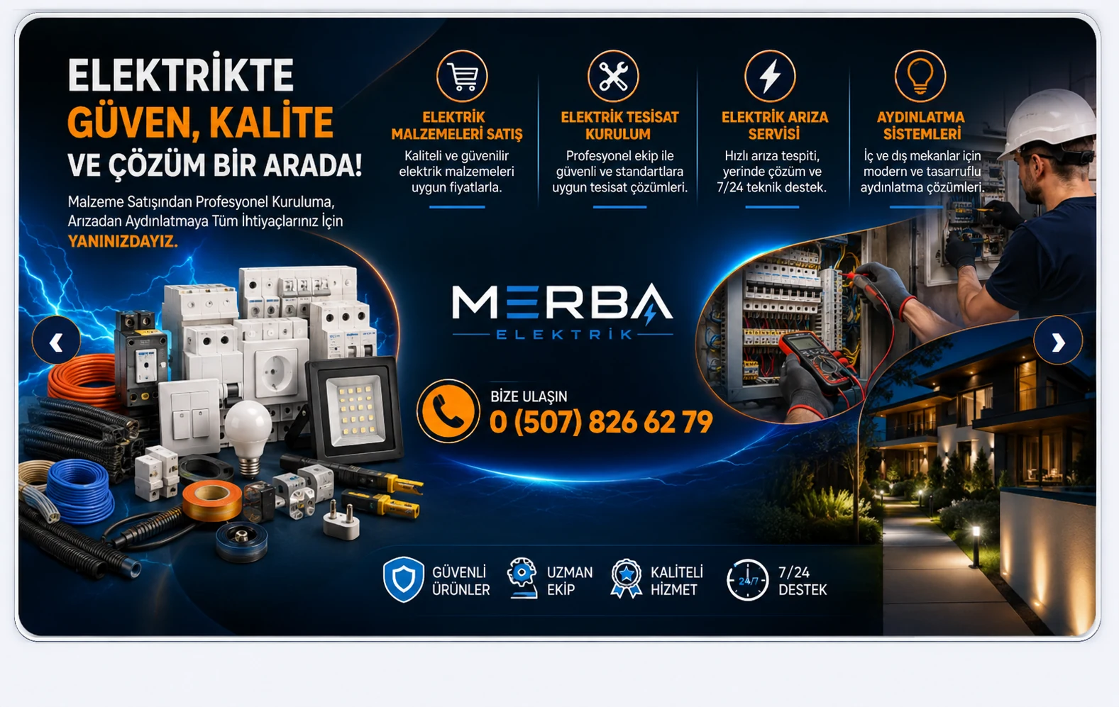 Merba Elektrik - Elektrik Malzemeleri, Tesisat, Arıza Servisi ve Aydınlatma