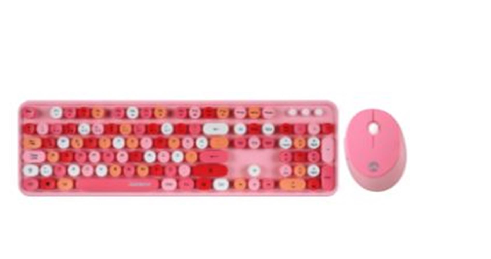Everest ROUND KM-6282 Renkli Tuşlu Pembe Kablosuz KLAVYE MOUSE SET