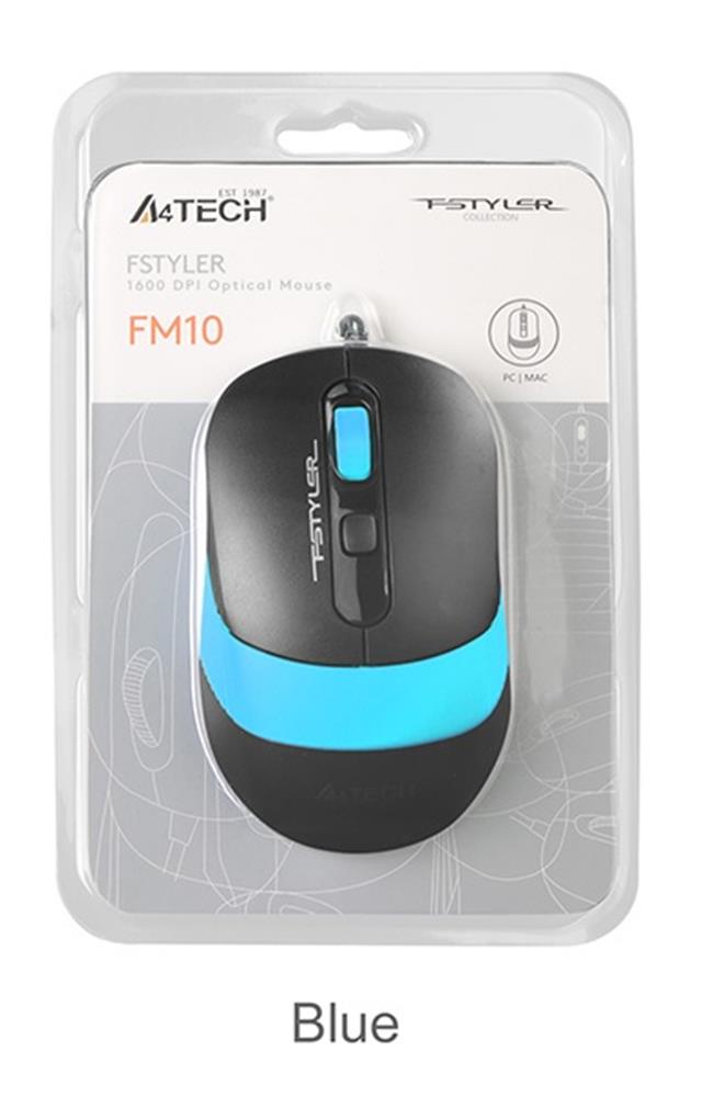 A4 TECH FM10 USB FSTYLER MAVİ OPTİK 1600 DPI MOUSE