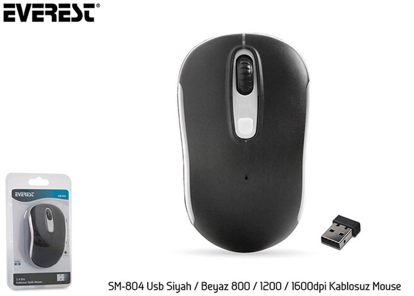 Everest SM-804 Usb Siyah/Beyaz 800/1200/1600dpi MOUSE
