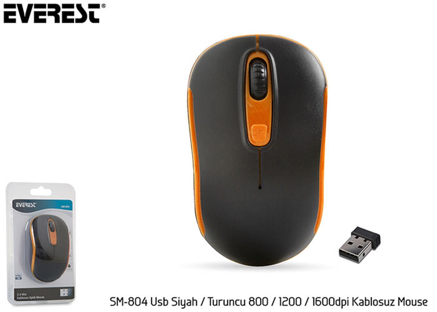 Everest SM-804 Usb Siyah/Turuncu 800/1200/1600dpi MOUSE