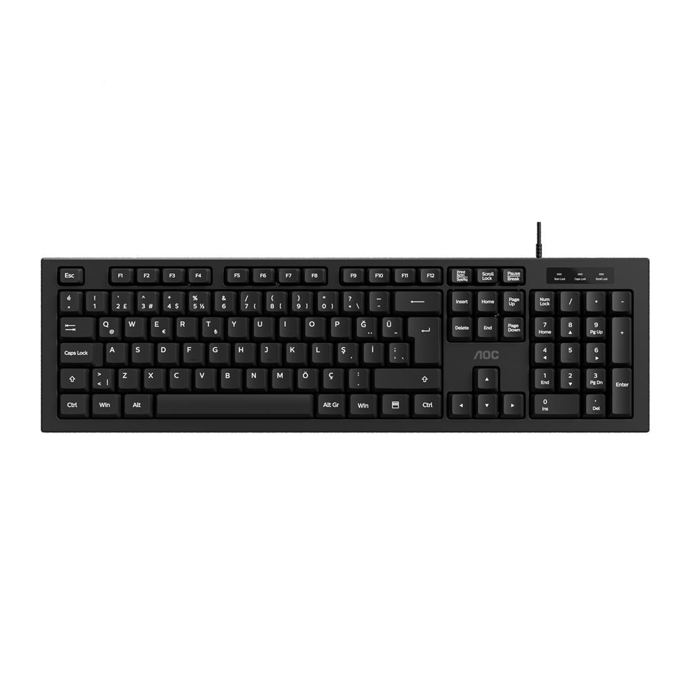 AOC KB130B/38 1,8mt Kablo Uzunluğu Usb Siyah Türkç KLAVYE