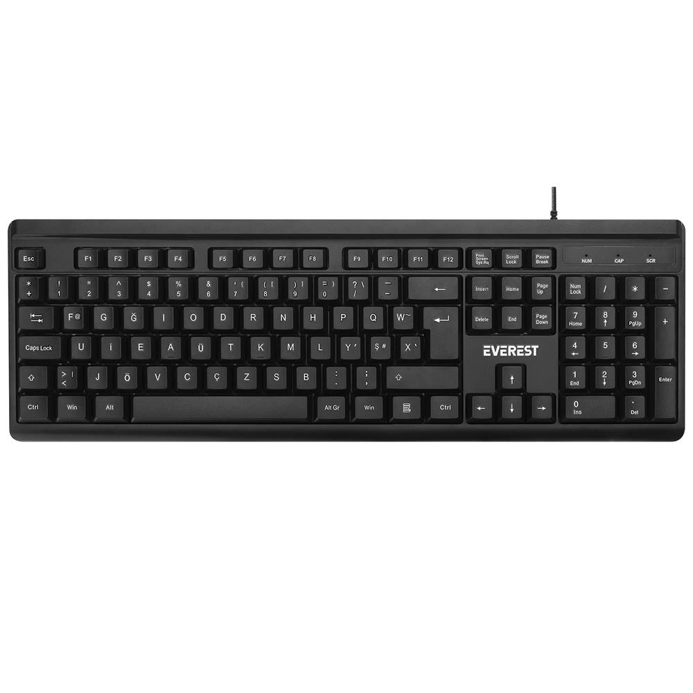 Everest KB-741F Siyah/Gri USB 2 Metre Bakır Kablol KLAVYE