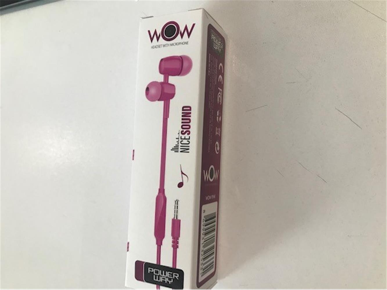 Powerway WOW Pink Kulak İçi Mikrofonlu Ses Kontrol KULAKLIK