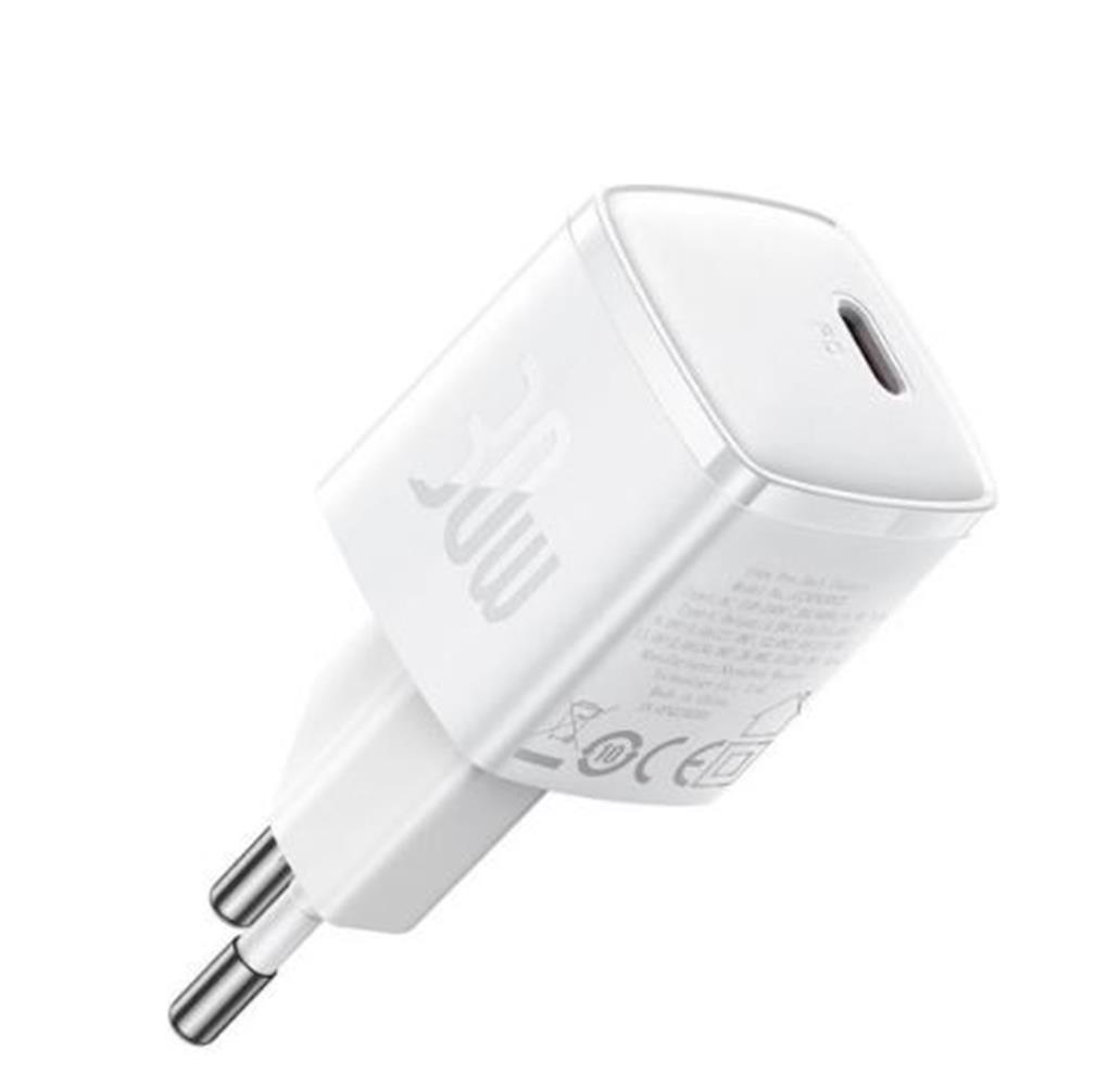 Baseus CCXF000302 30W USB-C Beyaz Şarj Adaptörü KULAKLIK