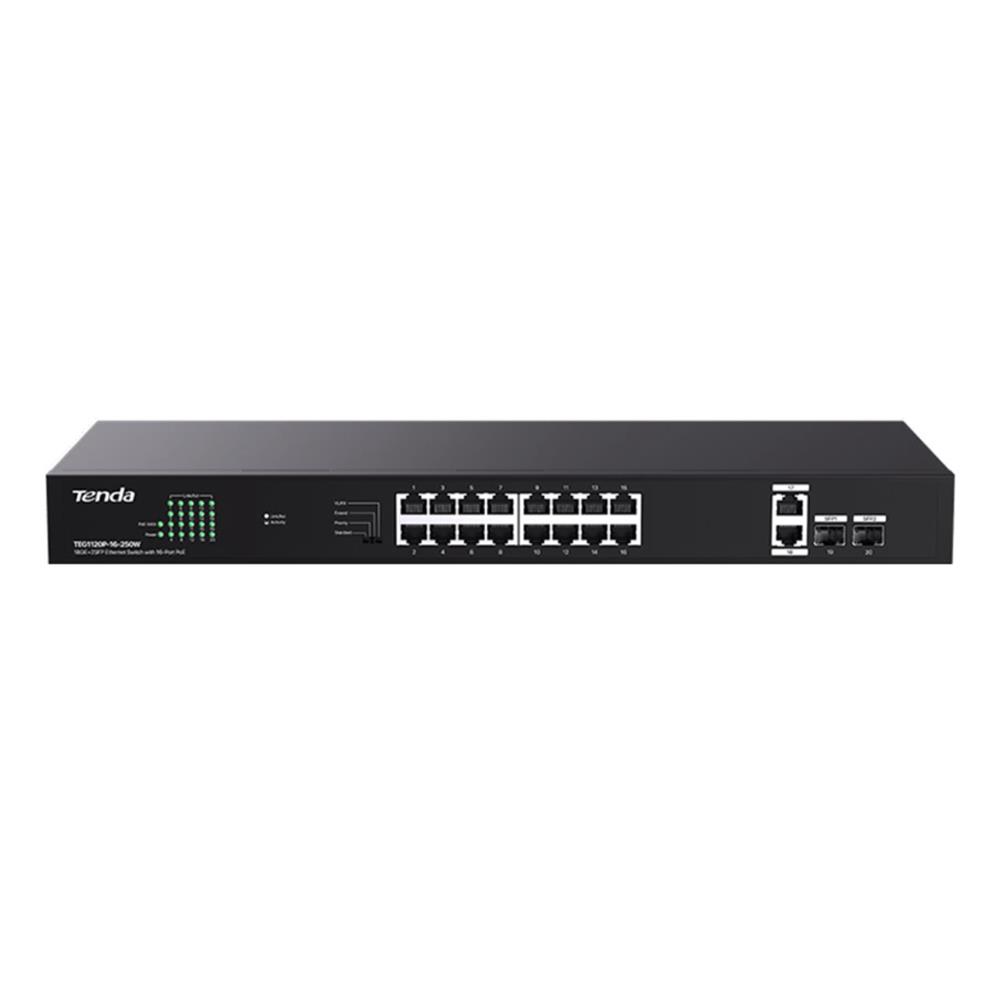 Tenda TEG1120P-16-250W 16 Port Poe+ 10/100/1000 2 SWITCH