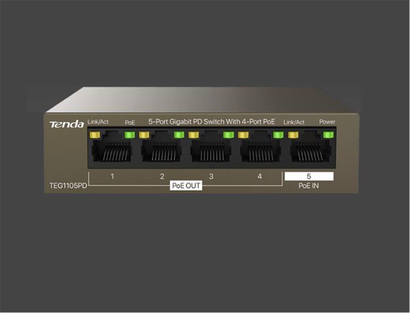 TENDA TEG1105PD 5 PORT SWİTCH-4 PORT POE SWİTCH SWITCH