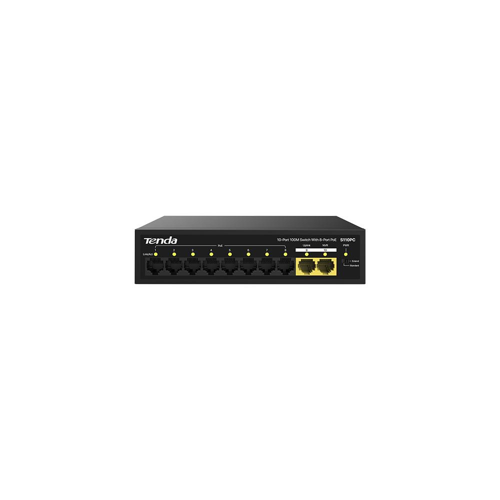 Tenda S110PC 10 Port 8 Port Poe+ 10/100 Mbps + 2 P SWITCH